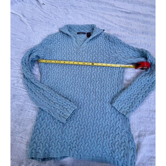 Liz Claiborne Sweater Sz Med Cable Knit textured V Neck Pullover coastal grandma - Picture 5 of 13